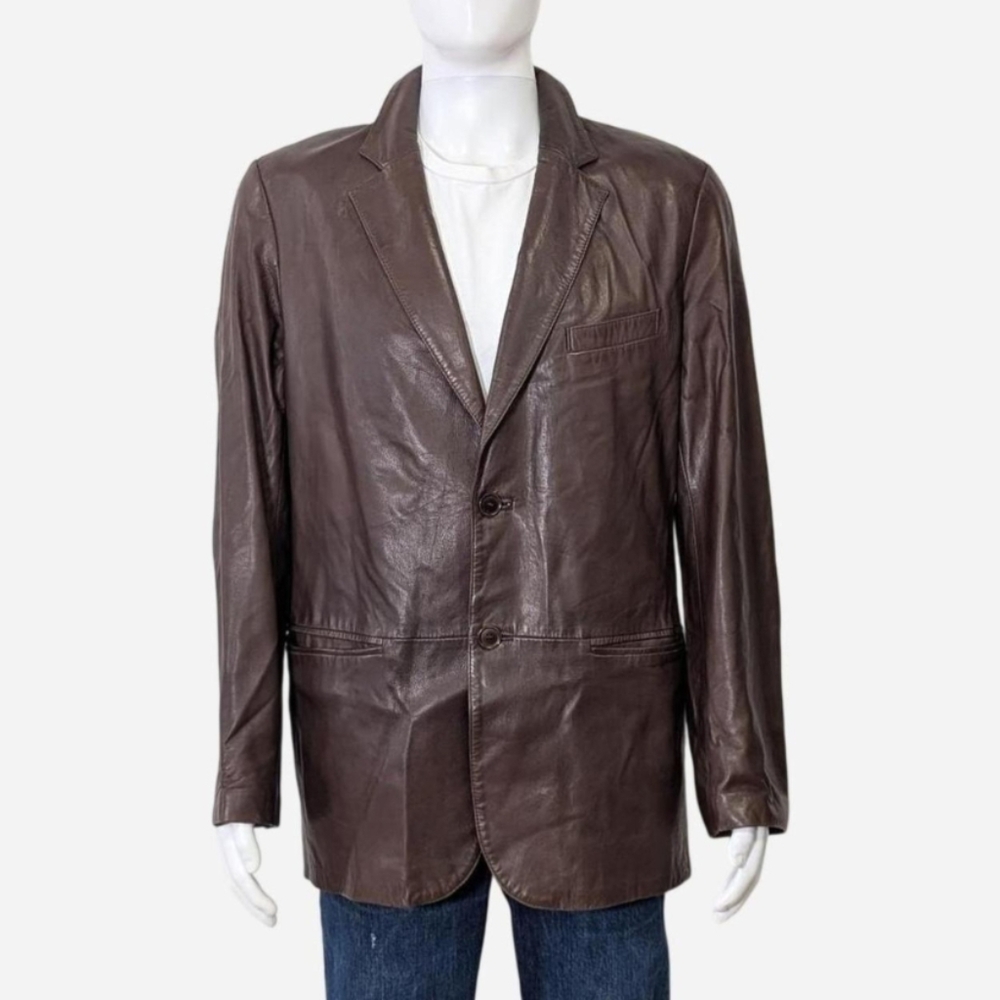 Brown Danier Blazer Style‎ Leather Coat